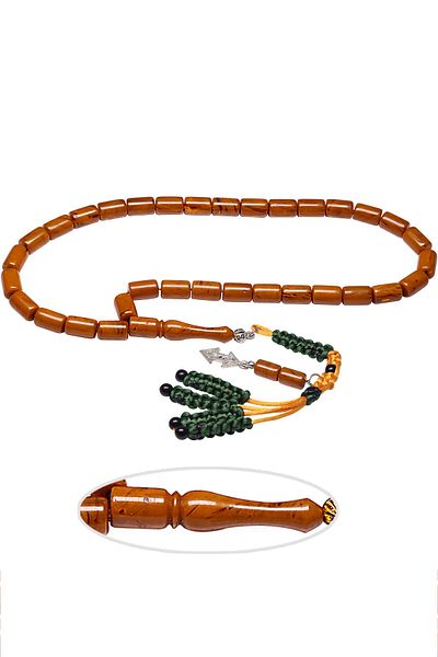 Tesbih Atölyesi Orange Certified Squeezed Amber Prayer Beads
