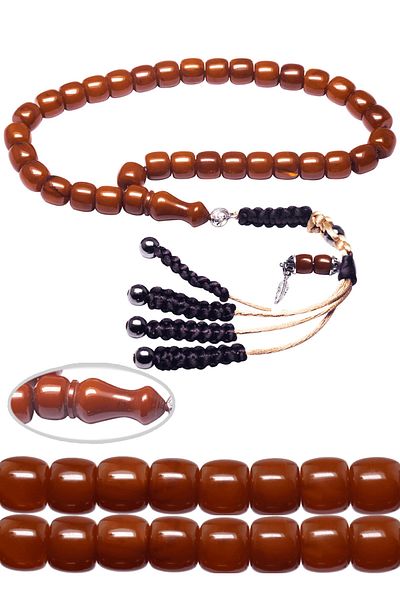 Tesbih Atölyesi Orange Colored Certified Barrel Cut Rosary