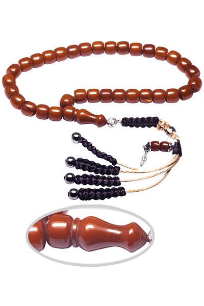 Tesbih Atölyesi Orange Colored Certified Barrel Cut Rosary