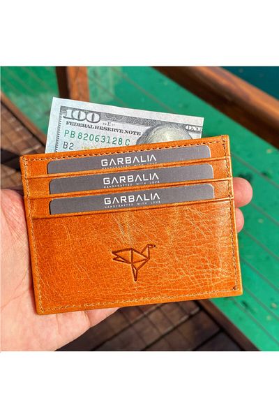 Garbalia 100% Handmade Crazy Leather Mustard Yellow Unisex Slim Money Portfolio