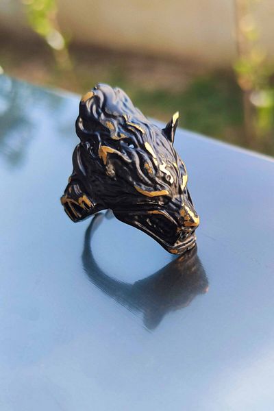 The Collection Ancient Wolf Adjustable Men's Ring