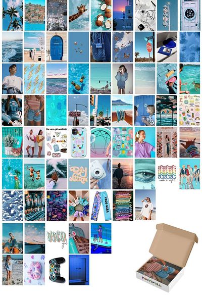 Postifull Bodrum Blue 70 τμχ Σετ κολάζ αφίσας τοίχου - Πίσω αυτοκόλλητο - 10*15cm