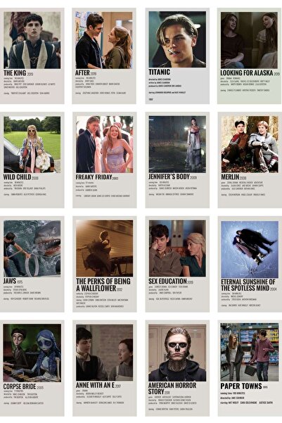 Postifull Film Afişleri Polaroid Duvar Poster Seti - Arkası Yapışkanlı Poster Kolaj Seti - 50 Adet, Kutulu Set