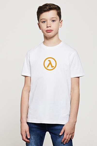 QIVI Unisex dečija bela majica sa Half Life logotipom Štampano