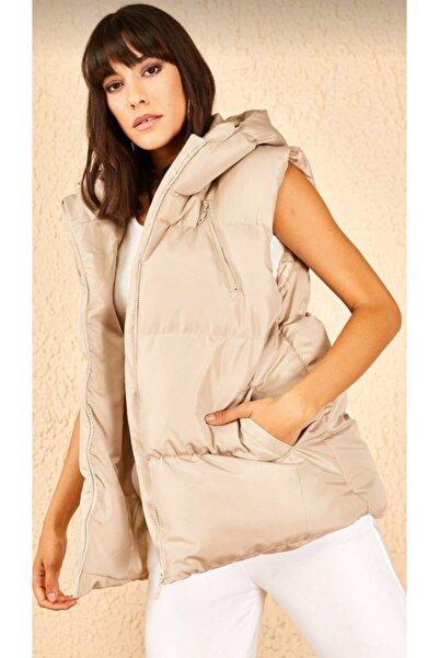 GALAVİP Women's Hooded Sleeveless Puffer Vest with Pockets