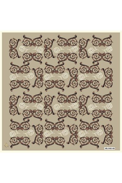 19V69 ITALIA Baroque Pattern Black Series Twill Scarf with Scarf Hanger and Gift Set 90x90 Cm