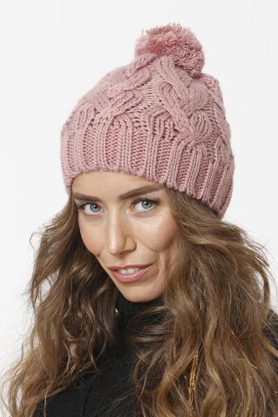 Vemod 83 Pompom Knitwear Knitted Beanie - Salmon