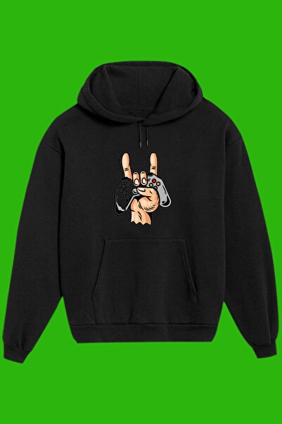 IvırZıvır Hanorac unisex negru cu imprimeu Gamer