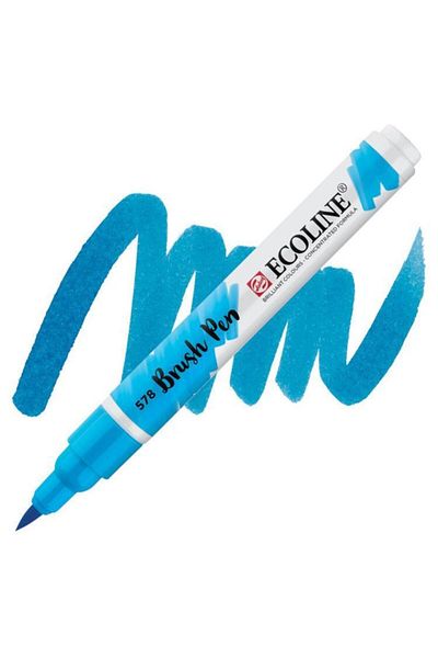 Talens Ecoline Brush Pen Brush Tip Pen 578 Sky Blue Cyan