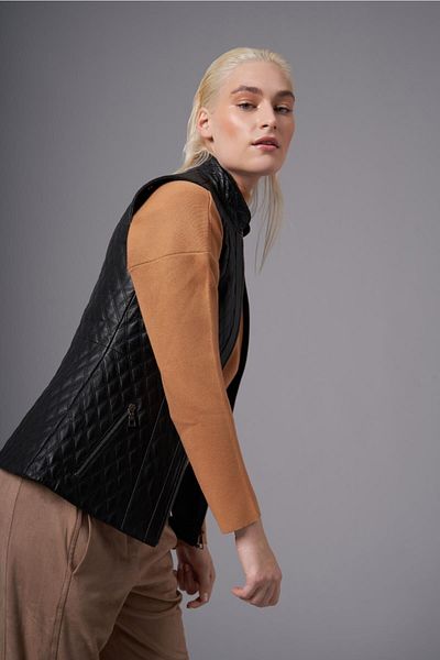 Deri Company Marrone Black Leather Vest216510