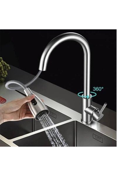 FLEKO Extending Spiral Sink Faucet Inox, Kitchen Faucet with Extending Spiral Head
