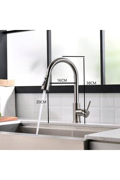 FLEKO Extending Spiral Sink Faucet Inox, Kitchen Faucet with Extending Spiral Head