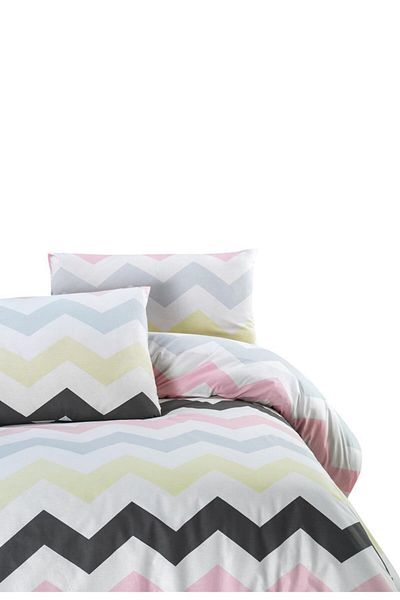 Menderes Home Ranforce Zigzag Pink Cotton Collection - Μαξιλάρι Παπλωματοθήκης Διπλό