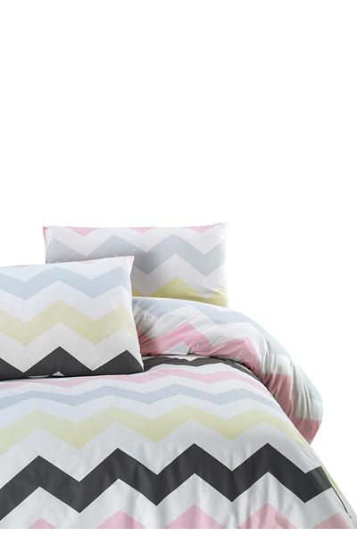Menderes Home Ranforce Zigzag Pink Cotton Collection - Μαξιλάρι Παπλωματοθήκης Διπλό