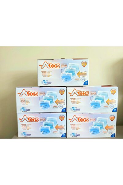 ATOS 3 Katlı Lastikli Meltblownlu Maske 5 Kutu (250 Adet)