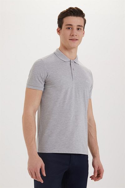 Lee Cooper Men's Polo Neck T-shirt - Gray Melange, Twins