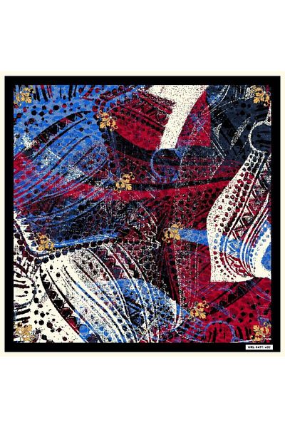 19V69 ITALIA Mandala Pattern Black Series Twill Scarf with Scarf Hanger and Gift Set 90x90 Cm