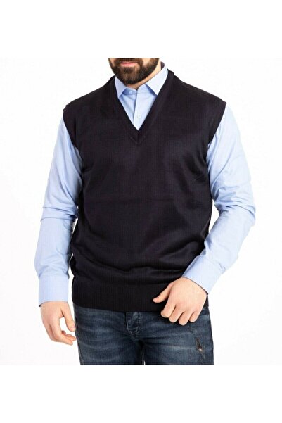 Nacar Erkek Koyu Lacivert V Yaka Süveter