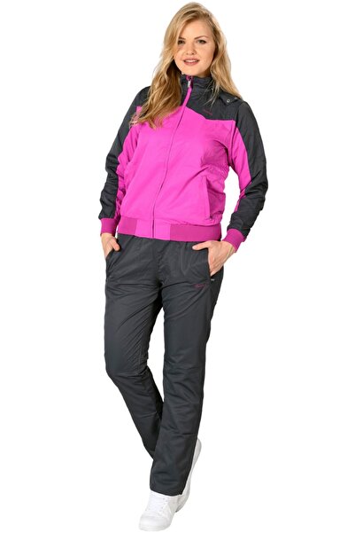 Fantasy Kadın Mor Çıkarılabilir Kapüşonlu Önden Fermuarlı Düz Paça Eşofman Takım