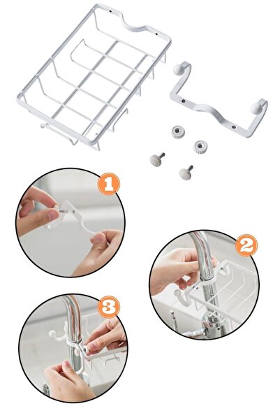 Buffer حامل إسفنجة من الفولاذ المقاوم للصدأ قابل للتثبيت ومرفق تقطيع للحمام والمطبخ - سهل القطع