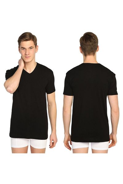 Tutku Pack of 10 Ribbed V-Neck Colorful Men's Short Sleeve Undershirt - 0107