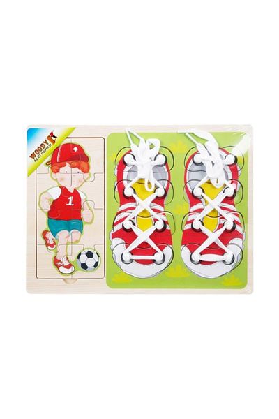 Sunman Woody 16 Piece Wooden Puzzle Shoes - Lacing