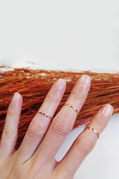 Niki Aksesuar مجموعة النساء المكونة من 6 حلقات مفصلية باللون الذهبي الوردي