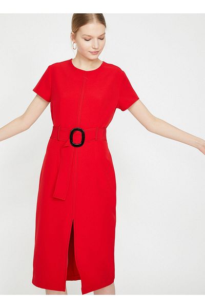 Koton Rotes Kleid mit Gürteldetail