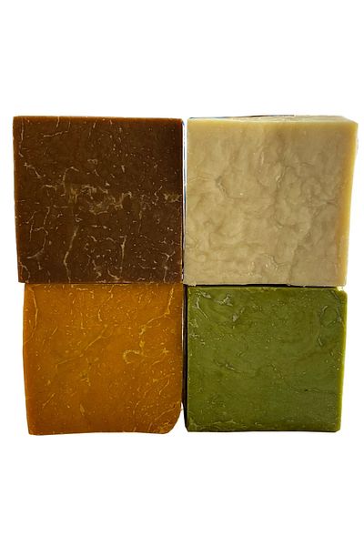 aktarloji مجموعة صابون يدوية الصنع مكونة من 4 قطع قطران + كبريت + أصفر + صابون الغار