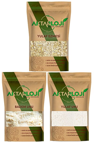 aktarloji 1 Kg Yulaf Ezmesi + 1 Kg Yulaf Unu + 100 Gr Badem Unu