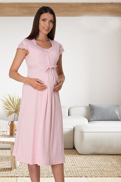 lohusahamile Powder Lace Detailed Maternity Nightgown Effortt 6013
