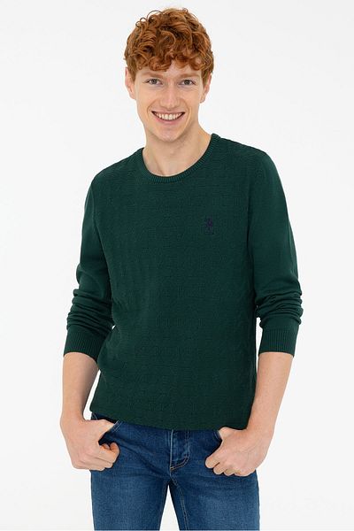 U.S. Polo Assn. Pulover verde pentru bărbați