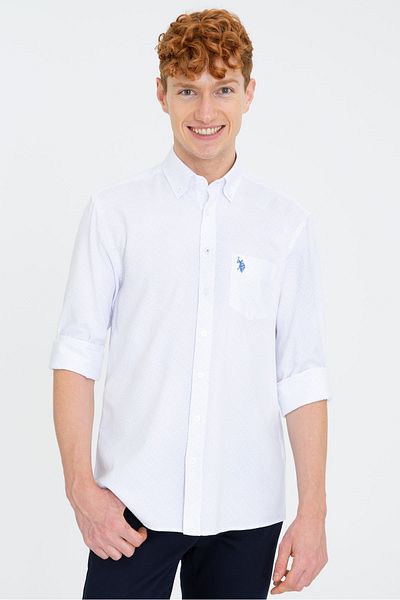 U.S. Polo Assn. Ανδρικό λευκό πουκάμισο