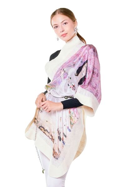 Nomads Felt شال من الحرير |   غوستاف كليمت مادا بريمافيسي وايت |   شعر البدو