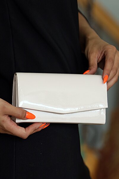 WMİLANO Γυναικεία βραδινή τσάντα φορέματος λουστρίνι σε σκόνη