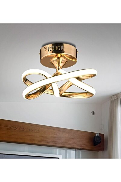 burenze Modern Tasarım Plafonyer Led Avize Gold Sarı Ledli Avize