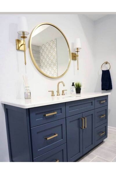 Ersan Dizayn 90 Cm Gold Metal Çerçeve Dekoratif Yuvarlak Ayna