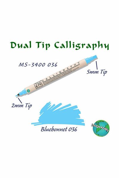 Zig Calligraphy Double Ended Calligraphy Pen 2 mm + 5 mm 036 Blue Bonnet