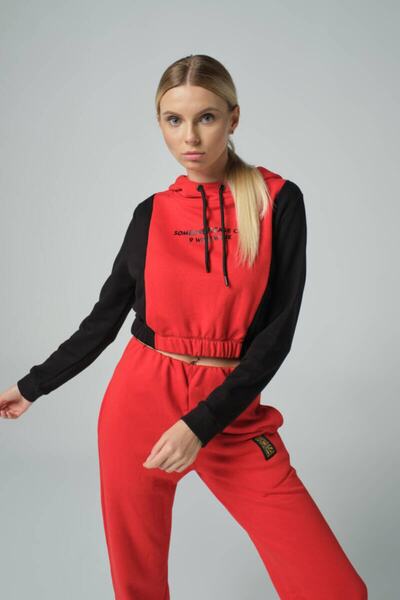 DAVID&GERENZO Kırmızı Baskı Detay Kapüşonlu Eşofman Takımı