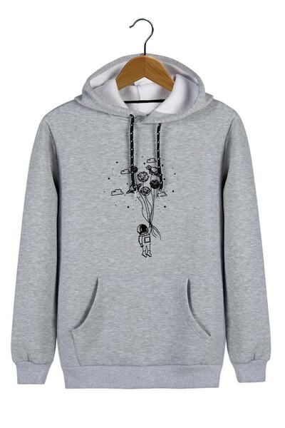 collis Unisex Γκρι φούτερ με στάμπα σε σχέδιο σύννεφα στο μπροστινό μέρος και...