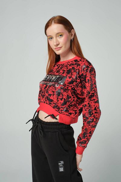 DAVID&GERENZO Red Shiny Crop Sweatshirt