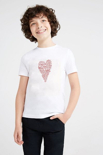 QIVI Tricou alb pentru copii Charles Bukowski Heart Your Life Is Printed