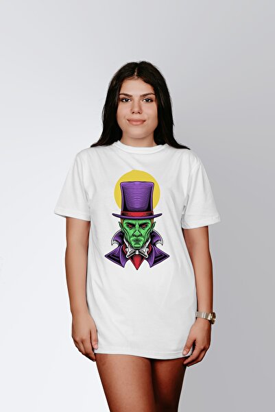 ErTaPassage Dracula alb cu imprimeu Femeie tricou - T7608939