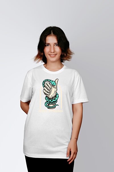 ErTaPassage White Snake cu imprimeu Femeie tricou - T9450696