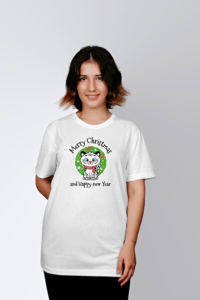 ErTaPassage Λευκό χαριτωμένο γυναικείο μπλουζάκι - Μικρό στάμπα τίγρης, T8395781