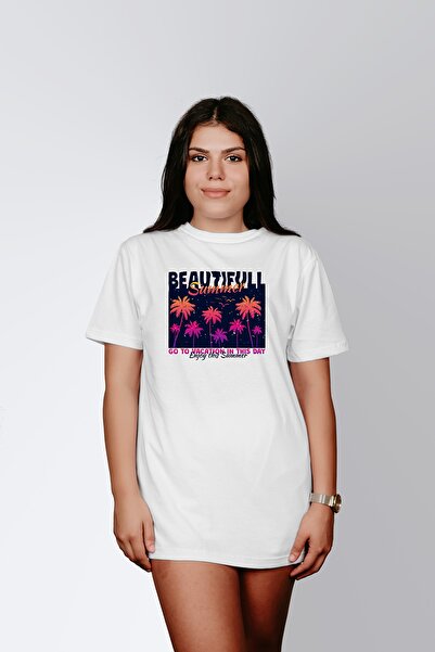 ErTaPassage Alb cu imprimeu Femei tricou - Summer Beautiful, T2824221