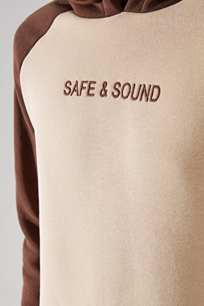 Trendyol Collection Barevně blokovaná vyšívaná mikina s kapucí – pravidelný střih TMNAW22SW0334