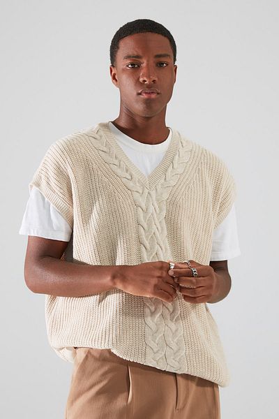 Trendyol Collection Unisex Oversize Stone Sweater with Hair Braid Detail, Wide Fit Tmnaw22Kz1585