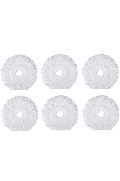 Oliva Nero 6 Adet 360 ° Döner Paspas Yedek Kafa, Yuvarlak Şekil Mikrofiber St...