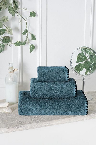 Upline Janine 3-Piece Towel Set (30X30 50X90 70X140) - Petrol Blue